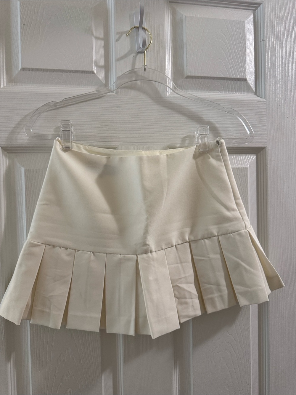 Cream Pleated Mini Skort